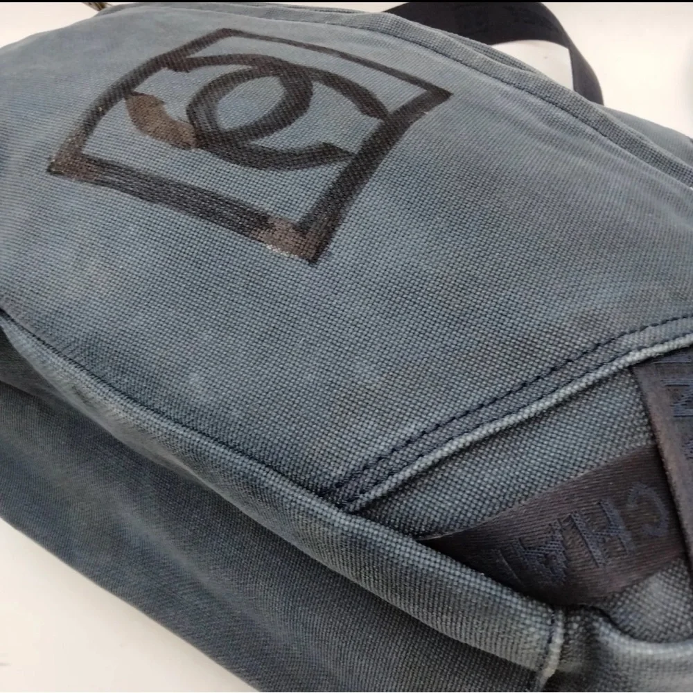 CHANEL Navy Canvas Shoulder Bag
